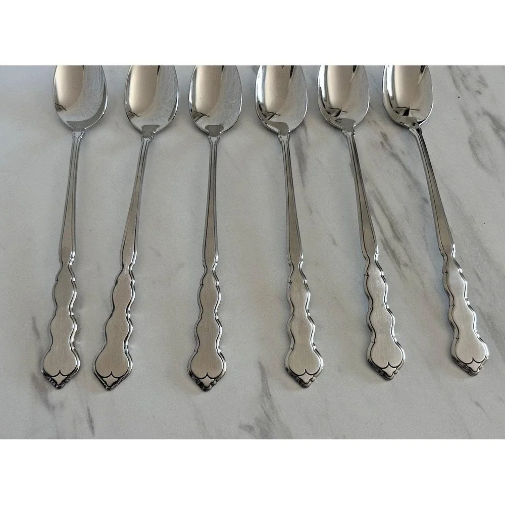 Oneida VALERIE Iced Teaspoons HH Distinction Deluxe Stainless Flatware Lot of 6